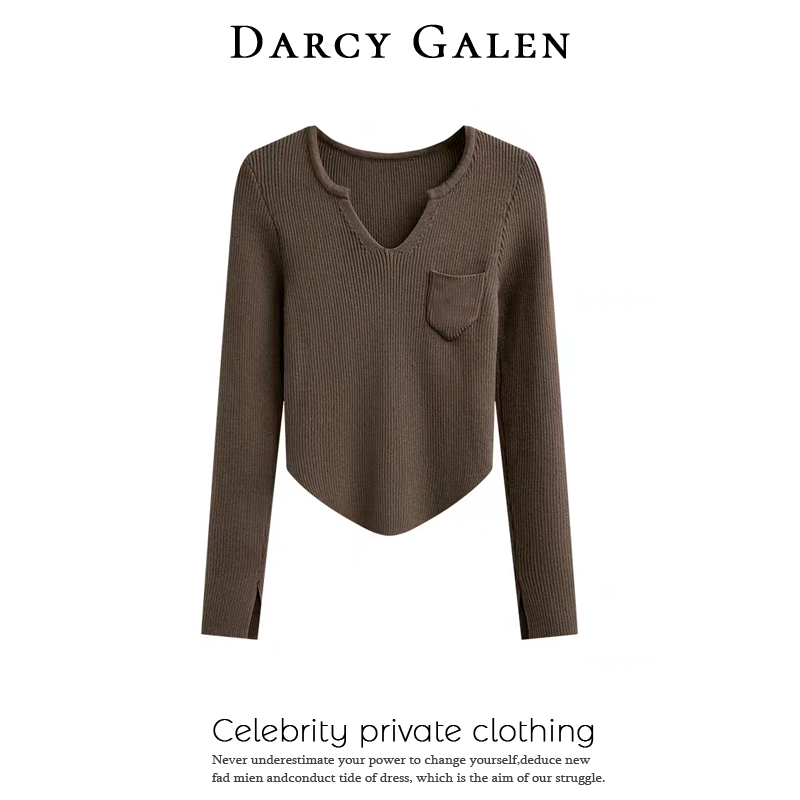 DARCY GALEN 个性V领撞色条纹针织打底衫 SY1100 女装/女士精品 T恤 原图主图