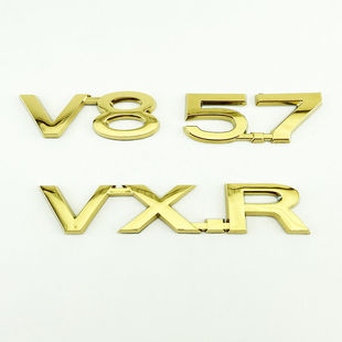 适用陆地巡洋舰兰德酷路泽霸道5.7V-XR V8字母车标志后尾贴标金色