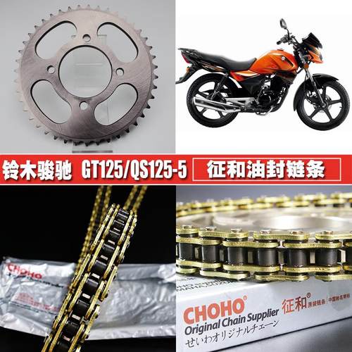 适用轻骑铃木骏驰GT125征和油封链条链盘QS125-5大小飞齿链轮套链