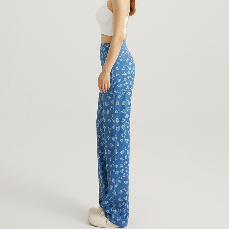 COFEIPARD高腰提臀窄版直筒牛仔印花瑜伽裤女秋季款外穿阔腿裤