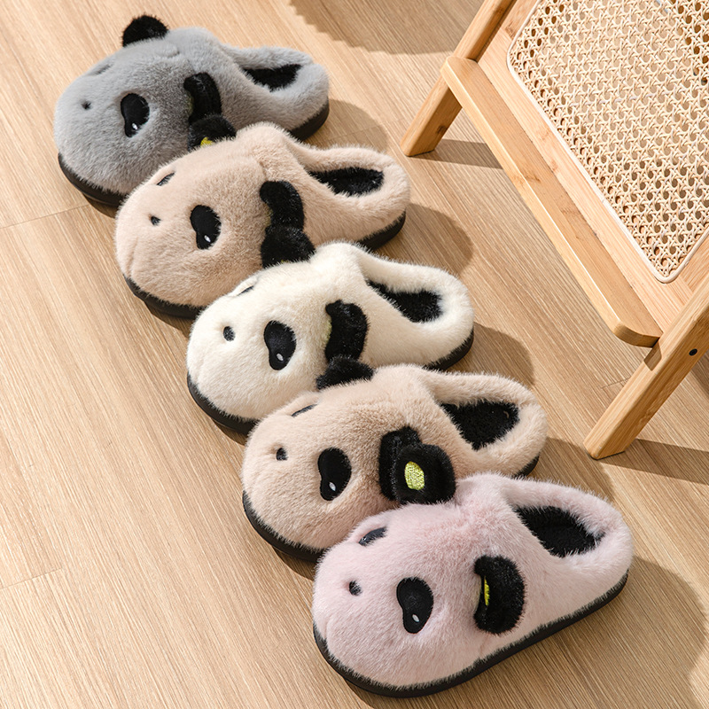 毛绒棉拖鞋熊猫保暖防滑包头可爱