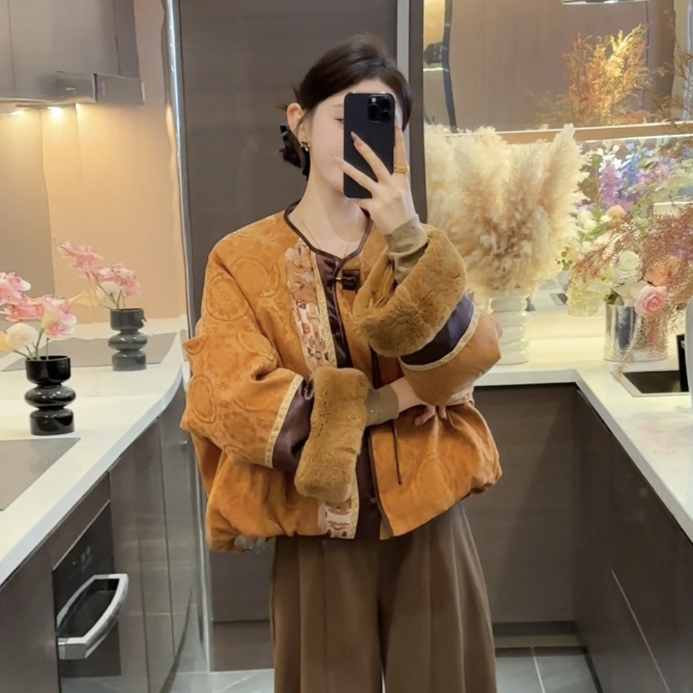 2025冬季新中式国风加厚保暖棉衣外套女装高级感气质百搭圆领棉服