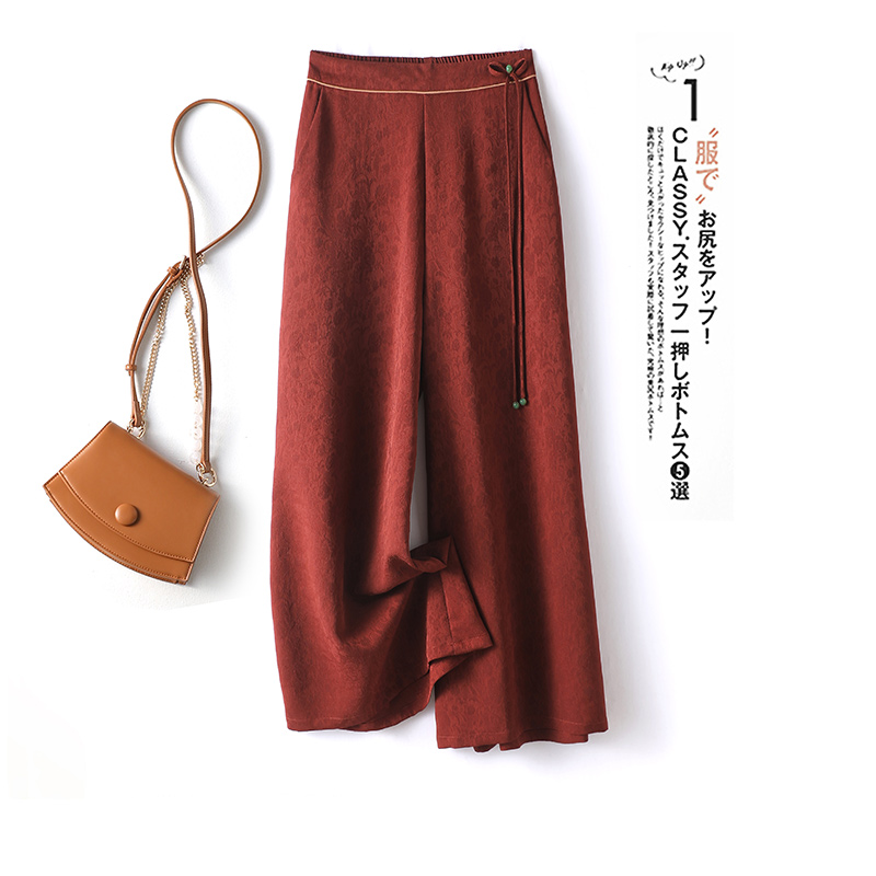 2025春秋季新中式香云纱休闲长裤子女装新款复古高级感气质阔腿裤