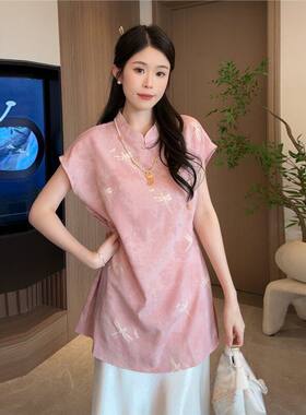 2026夏季绝美收腰改良旗袍中长款短袖衬衫新中式年轻国风马甲上衣