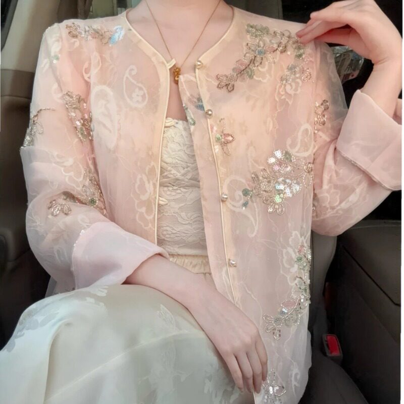 2026春夏季新中式国风重工亮片刺绣防晒外套女高级感轻奢薄款上衣图片