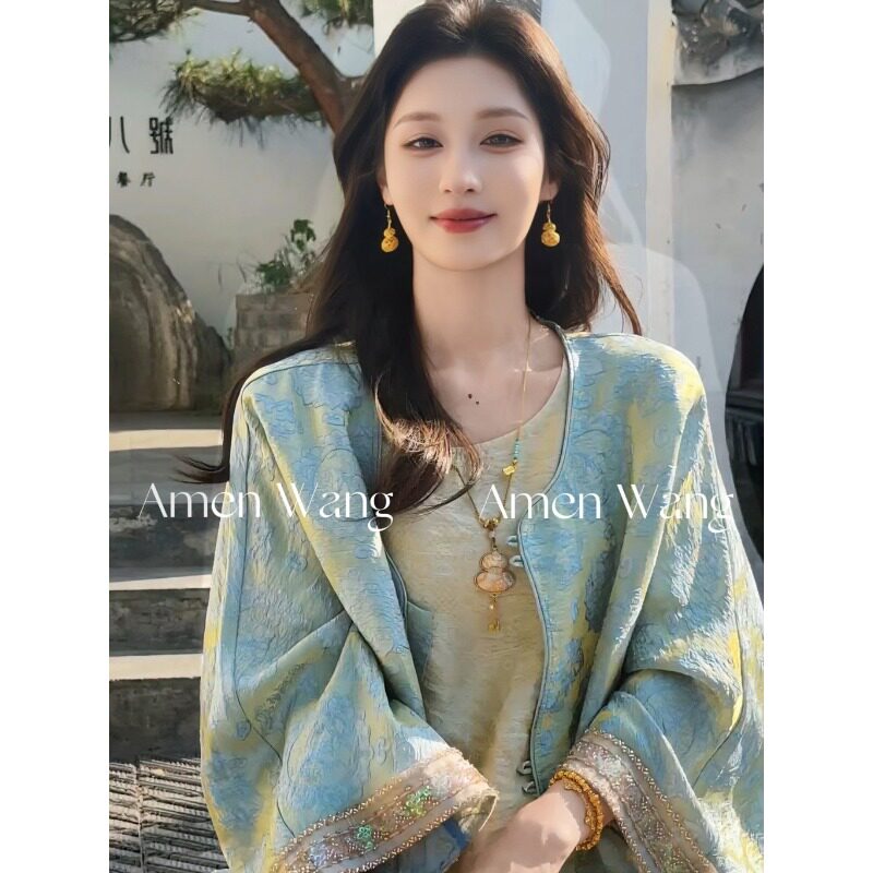 2026春秋新中式国风重工浮光锦外套女高级感轻奢宽松显瘦长袖上衣