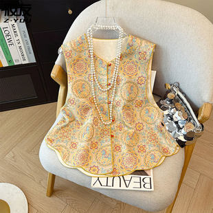 新中式国风马甲外套女装年轻款高端缎面提花唐装坎肩2026新款马夹