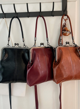 复古英伦高质感手提包2025新款女包时尚通勤单肩包夹口晚宴斜挎包