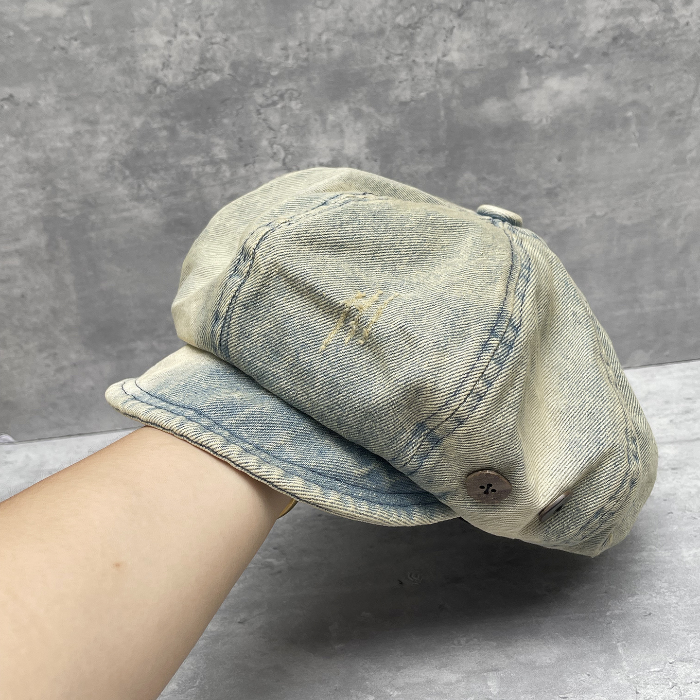 复古牛仔贝雷帽女夏季新款画家帽大头围云朵帽文艺八角帽报童帽子