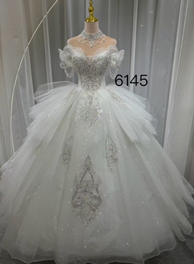 AGMC正品出口法国同款气质婚纱新娘小个子齐地拖尾拍照礼服