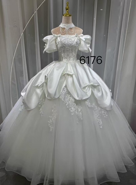 AGMC正品出口意大利同款气质婚纱新娘小个子齐地拖尾拍照礼服