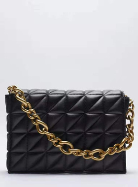 Z家新款女包2023黑色百搭复古链条绗缝单肩包腋下菱格小方包