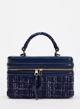 Z家2025秋冬新款高级感百搭黑色硬质单肩斜挎包手提包时尚盒子包