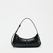 缉线饰拉链单肩包潮简约休闲腋下包 百搭黑色加长版 ZA2025新款 时尚