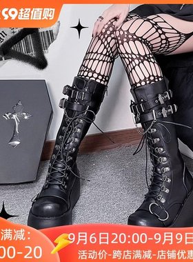 Demonia PUNK原创设计朋克风厚底马丁靴圆头松糕底高筒骑士靴
