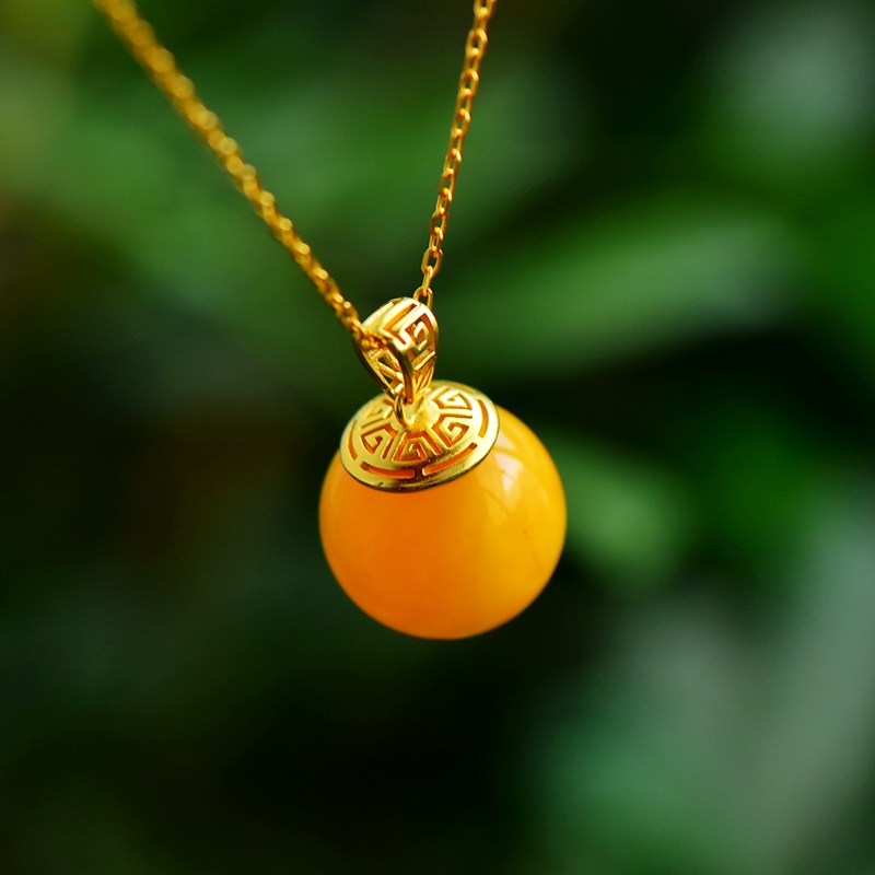 S925纯银吊坠沾扣女款镂空圆珠DIY蜜蜡松石琥珀玉石珍珠镶嵌扣头