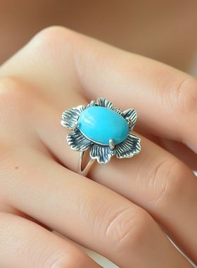 女款S925复古DIY镶嵌戒指空托