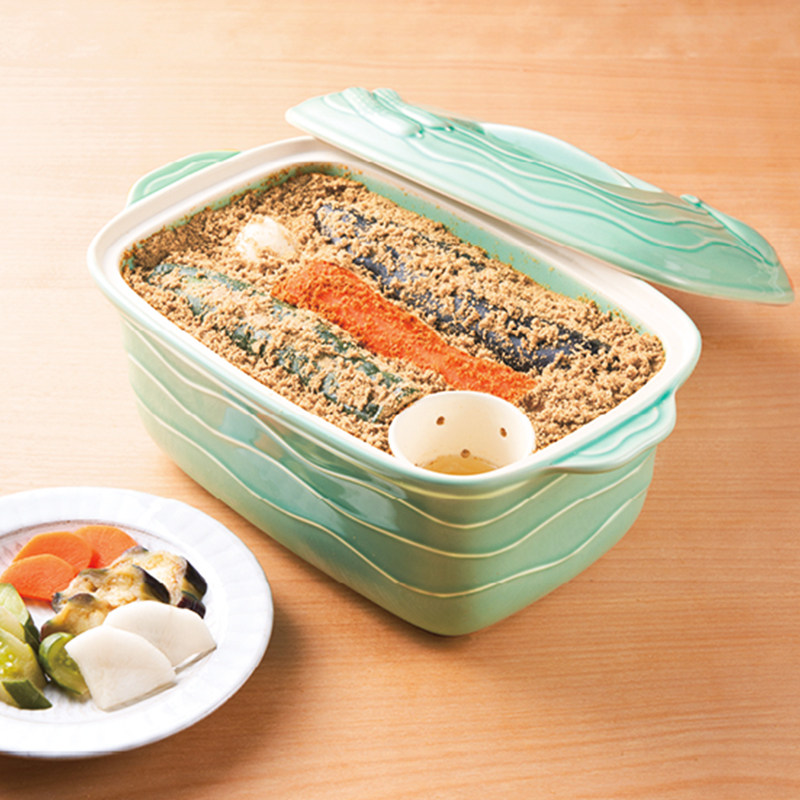 日本万古烧家用青磁一夜渍食品级米糠老式菜坛子陶瓷腌菜罐缸腌渍