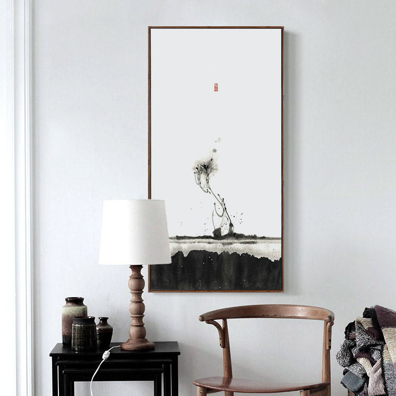 新中式禅意挂画抽象茶室装饰画