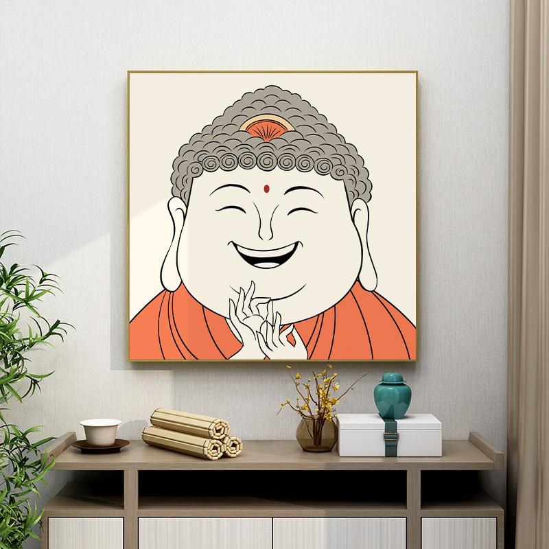 百特好 新中式玄关装饰画创意搞笑如来观音画像挂画茶室书房壁画