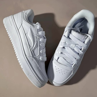 LiNing李宁 天迹女款低帮厚底增高小白鞋轻便透气休闲板鞋AGCU096