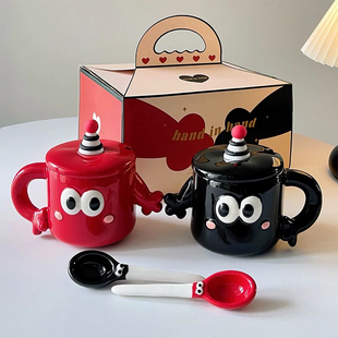 特别 闺蜜新婚结婚订货礼物牵手陶瓷马克杯情侣水杯子高级感一对