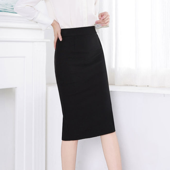 高腰半身裙女夏季中长款黑色包臀裙一步裙长款裙子后开叉显瘦包裙