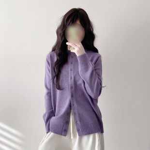 浣熊绒韩系卷边半高领单排扣针织衫女 2025秋冬气质软糯加厚毛衣