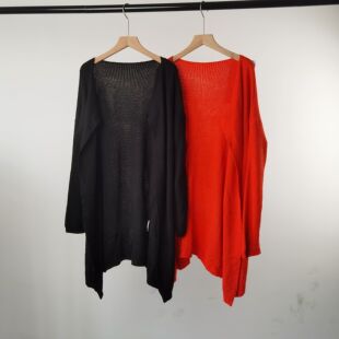 we家春经典休闲舒适百搭显瘦潮流宽松简约成熟黑色针织开衫外套女