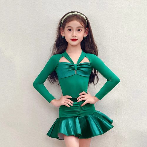 康尼秋冬新款儿童高级专业演出表演练习练功服少儿拉丁舞服套装女