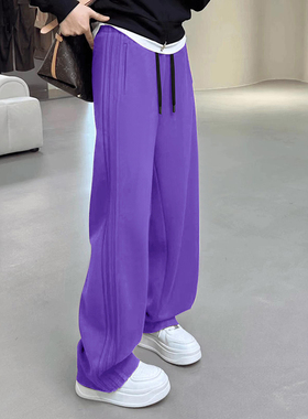 南瓜橘色休闲运动卫裤女秋冬高个子加长宽松显瘦阔腿裤香蕉镰刀裤