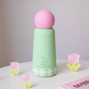 MhappyManner保温杯水杯子316不锈钢便携水壶春日多巴胺小狗原创