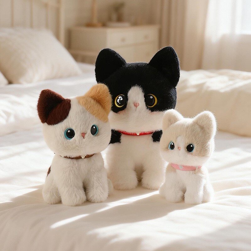 蹲姿皮皮小猫毛绒玩具墩墩可爱小猫咪玩偶公仔暹罗喵公仔桌面摆件