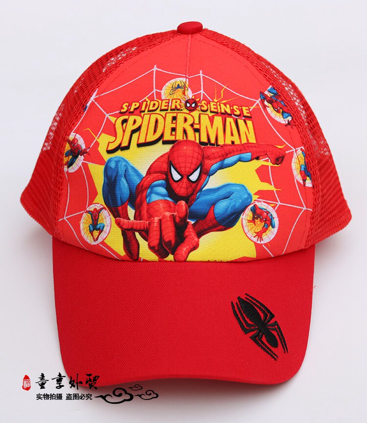 包邮夏季透气儿童蜘蛛侠防晒凉帽男童网帽小孩网眼帽宝宝遮阳帽