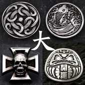 东魁出品日式 达摩财布扣包扣锦鲤唐草纹复古黄铜皮具钉骷髅大