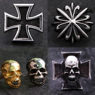 diy日式十字骷髅鬼纯银柳钉财布钉皮手环鹰头S勾黄铜配件五金复古