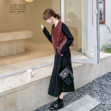 【现货】安可拉红皮马甲+连衣裙两件套装B228-A569-P155控218，女装套装/套裙，浙宝228