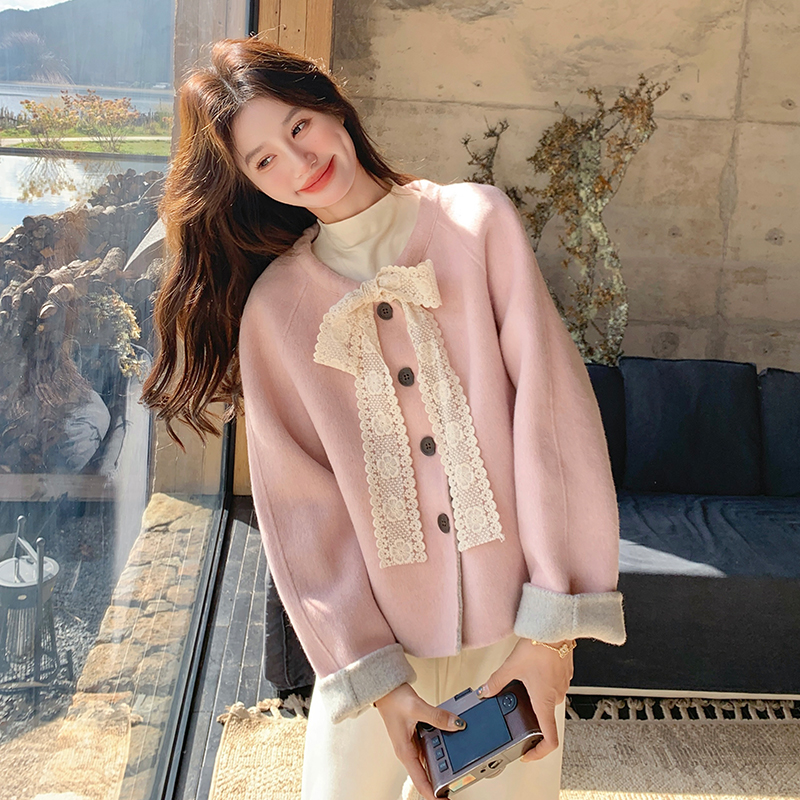 【现货】70毛短款蕾丝系带双面羊毛大衣228-A659-P215控308，女装毛呢外套，浙宝228