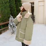 【新品现货】90绒白鸭绒羊羔毛拼接羽绒服228-A662-P295控428，女装羽绒服，浙宝228