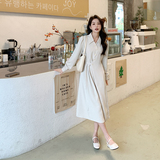白色法式复古轻熟风衬衫连衣裙女春秋高级设计感气质名媛女神范，女装连衣裙，天丽