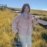 【新品】奶fufu粉色盘扣立领加厚羽绒服B228-A654-P250控368，女装羽绒服，浙宝228