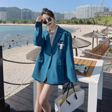 口袋贴标浪漫风静奢风西装领西装时尚炸街百搭小西装春秋气质网红，女装西装，浙宝228