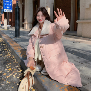 【现货】50绒冬装新款羊羔毛领子长款羽绒服228-A525-P270控388图片
