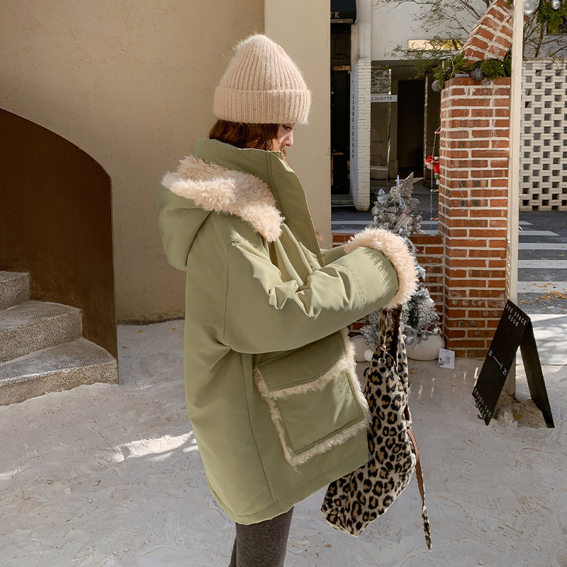 【新品现货】90绒白鸭绒羊羔毛拼接羽绒服228-A662-P295控428，女装羽绒服，浙宝228