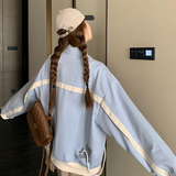 蓝色短款学院风棒球服外套女春秋2025超火好看高级感小众夹克上衣，女装短外套，浙宝228