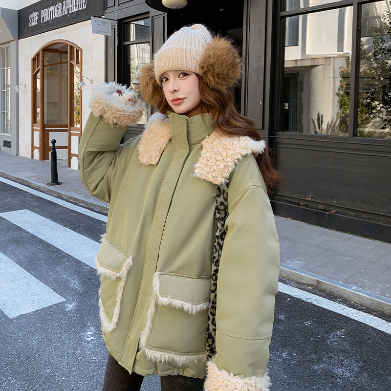 【大货】90绒白鸭绒羊羔毛拼接羽绒服A662-P295控428，女装羽绒服，浙宝228