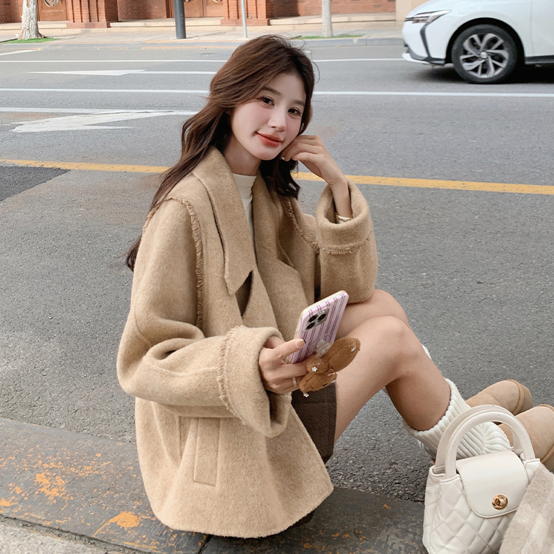 现货定制70毛流苏短款双面呢大衣B228-A573-P260-K368，女装毛呢外套，浙宝228