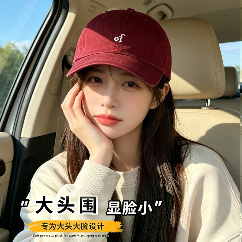 秋冬大头围宽檐刺绣显脸小鸭舌帽