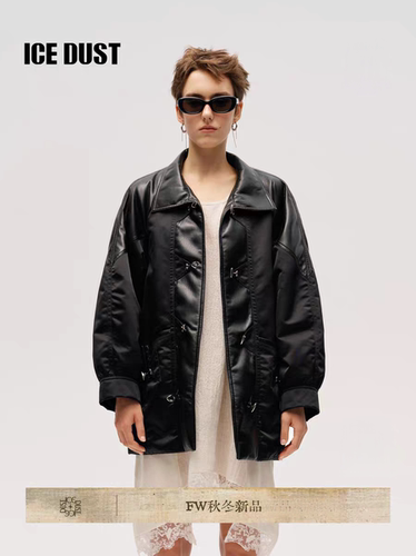 ICEDUST 多材质拼接羽绒服女25FW冬季新款设计感小众白鹅绒皮外套