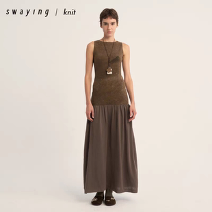 SWAYING KNIT 26PS 提花背心长裙早春通勤修身背心连衣裙女W13